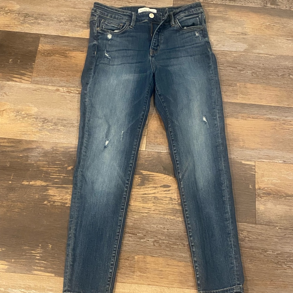 Flying Monkey cropped jeans size 28 /4 Distressed Mid Rise